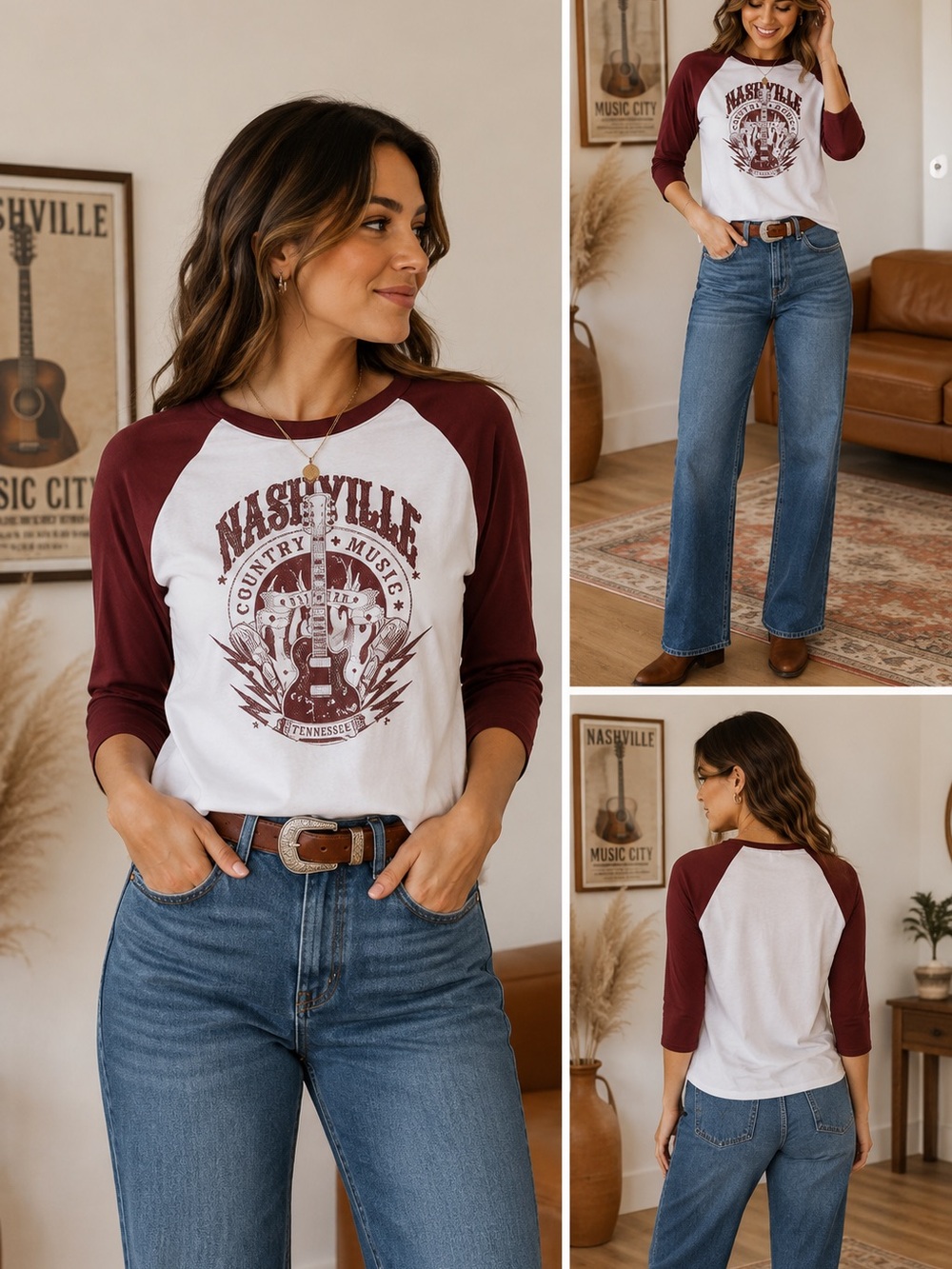 Raglan Long Sleeve Tee - White with brownish Sleeves size XL( small for size. )
